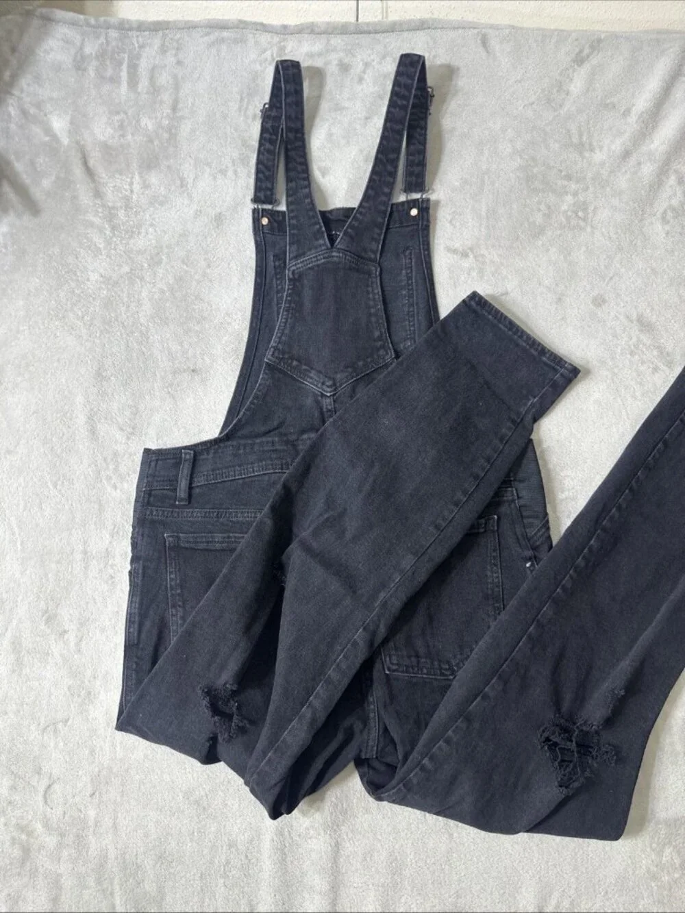 Old Navy Maternity Black Denim Overalls Size 10 Long Straight Leg Adjustable - Picture 8 of 8